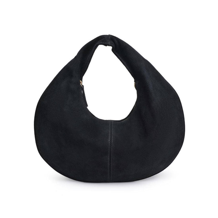 Farrah Genuine Suede Leather Hobo: Black