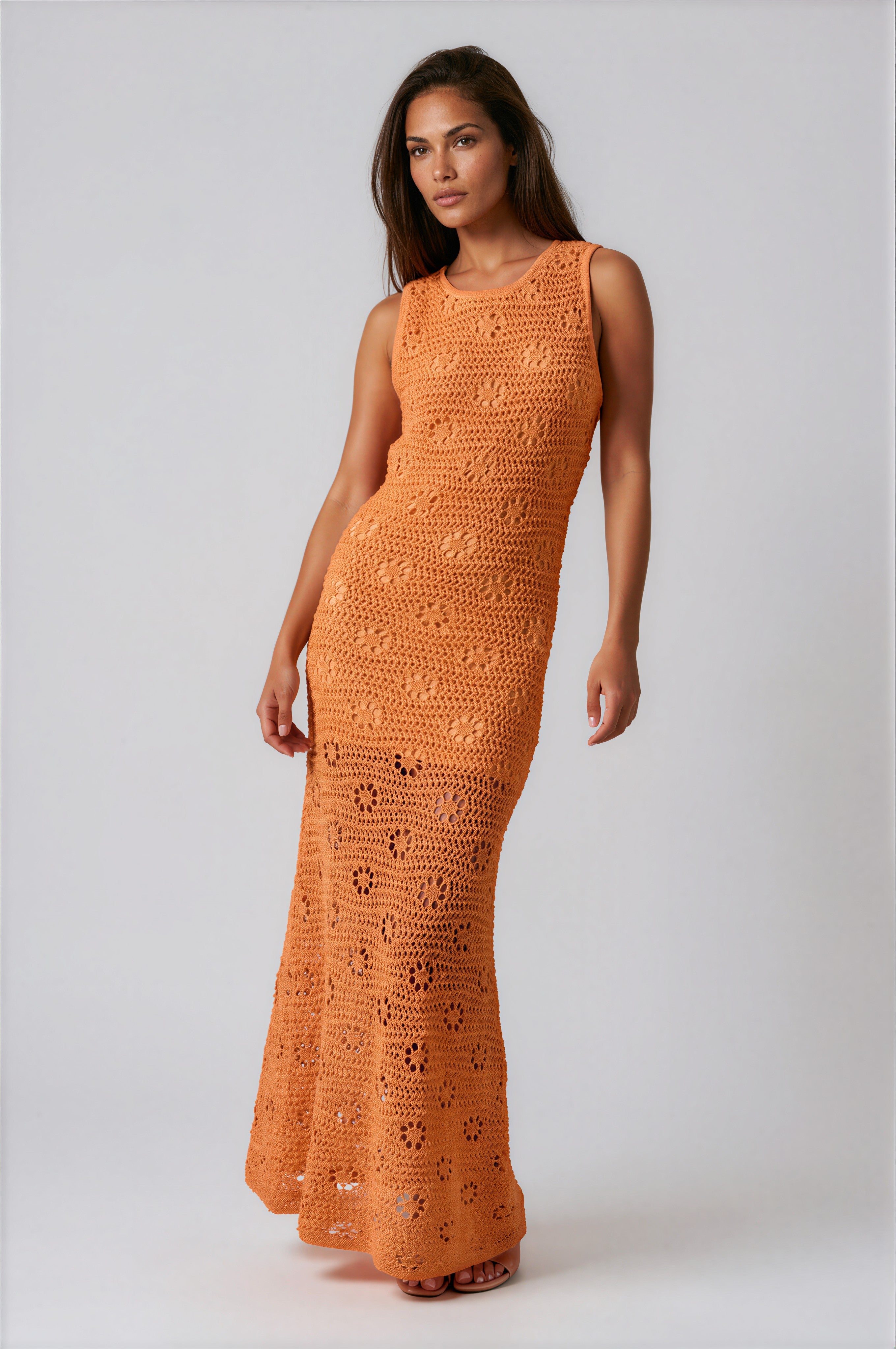 Orange Crochet Maxi Dress