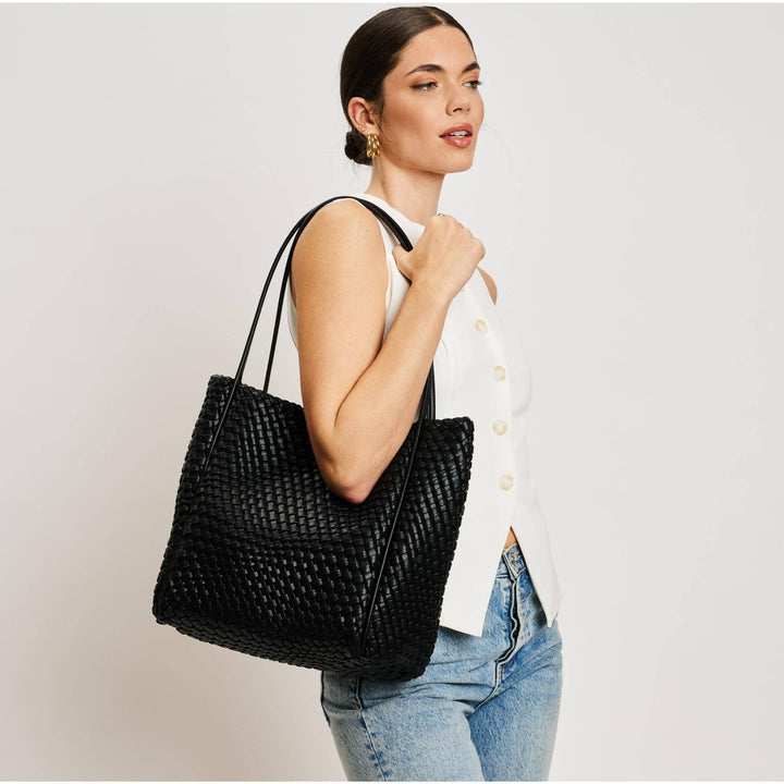 Gladys Woven Tote: Black