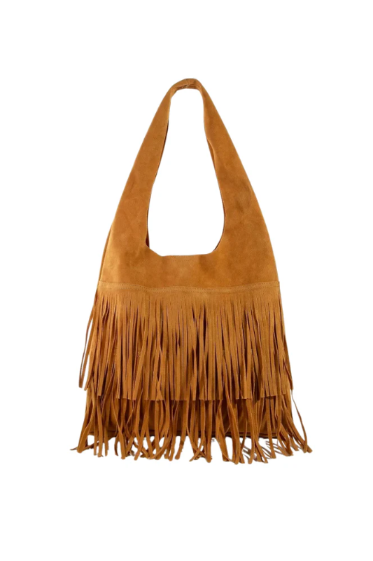 Joanna Fringe Faux Suede Hobo Bag