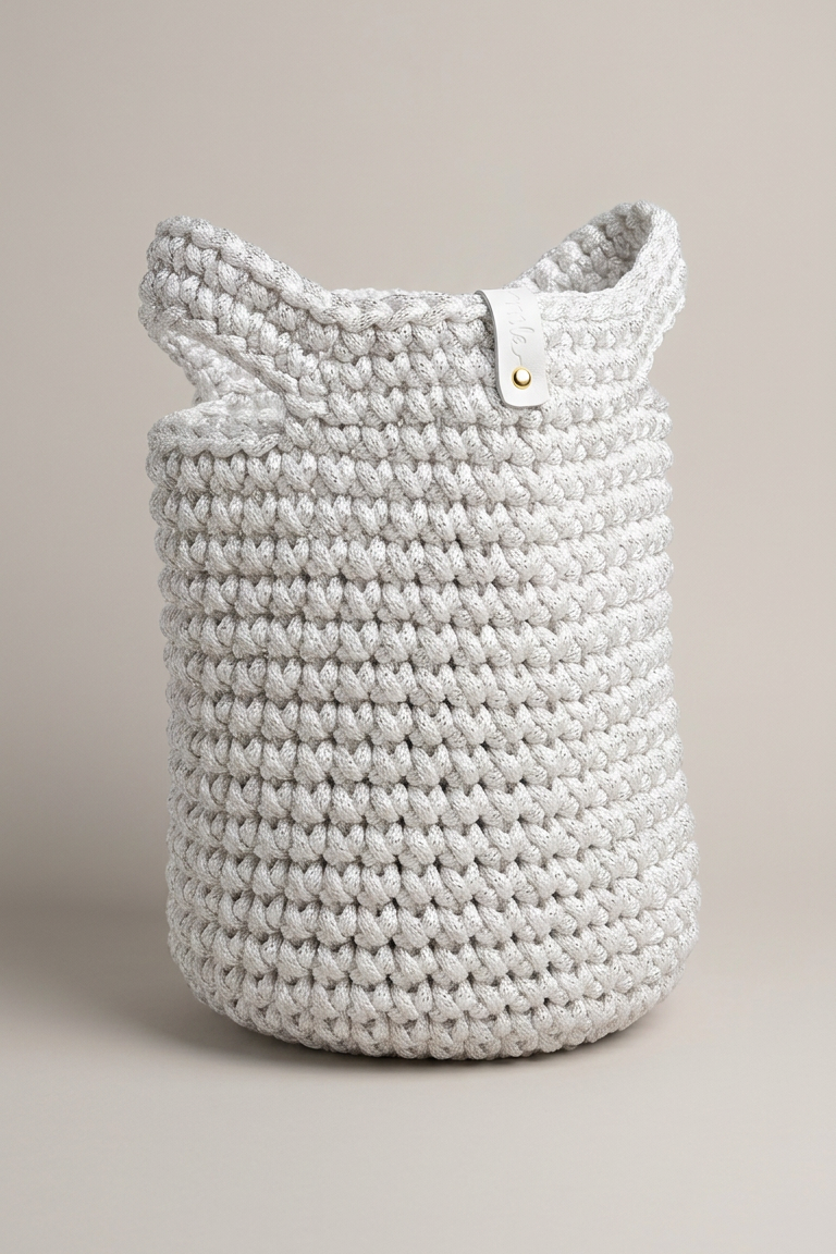 Twyla White Crochet Top Handle Bag, alternate angle showing structured silhouette