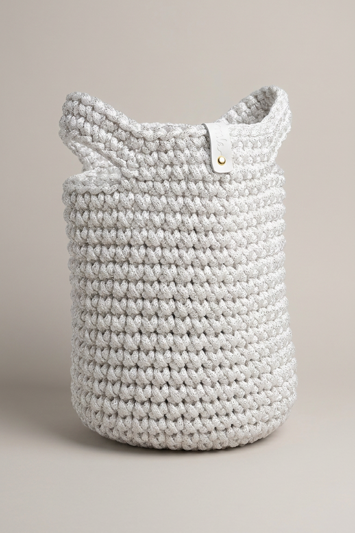 Twyla White Crochet Top Handle Bag, alternate angle showing structured silhouette