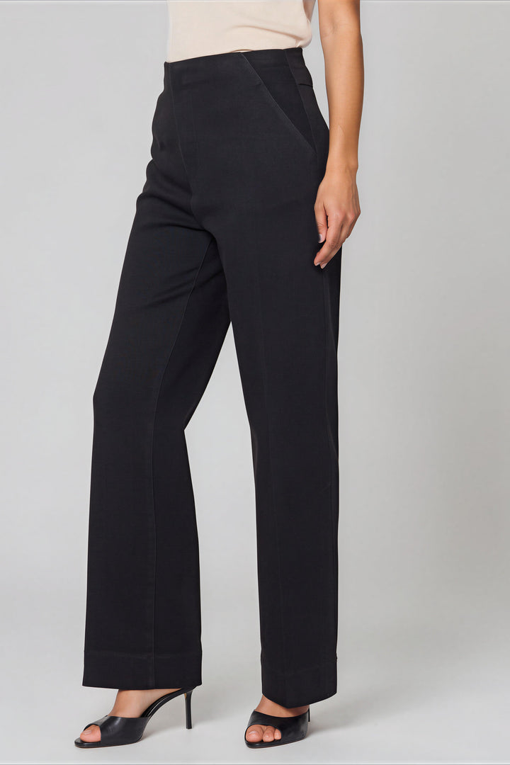 Black high-rise cropped jeans with a flared hem, back view