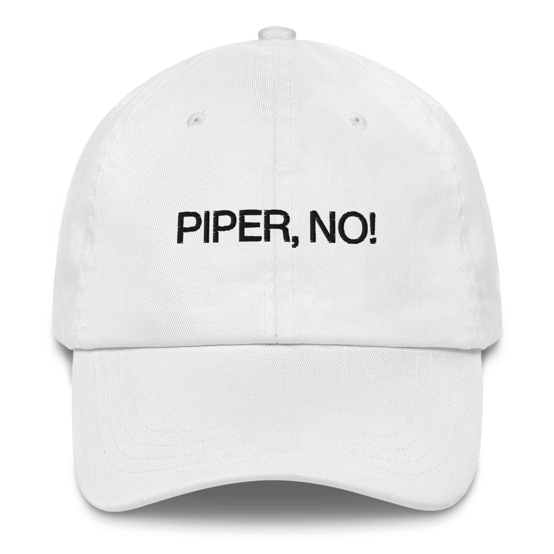 White Piper No embroidered cotton twill dad hat inspired by The White Lotus with adjustable metal clasp strap
