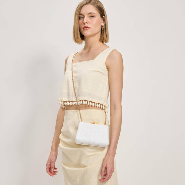 Melina Evening Bag: White