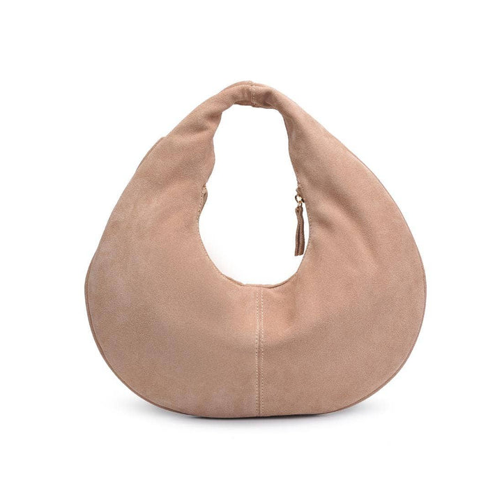 Farrah Genuine Suede Leather Hobo: Natural