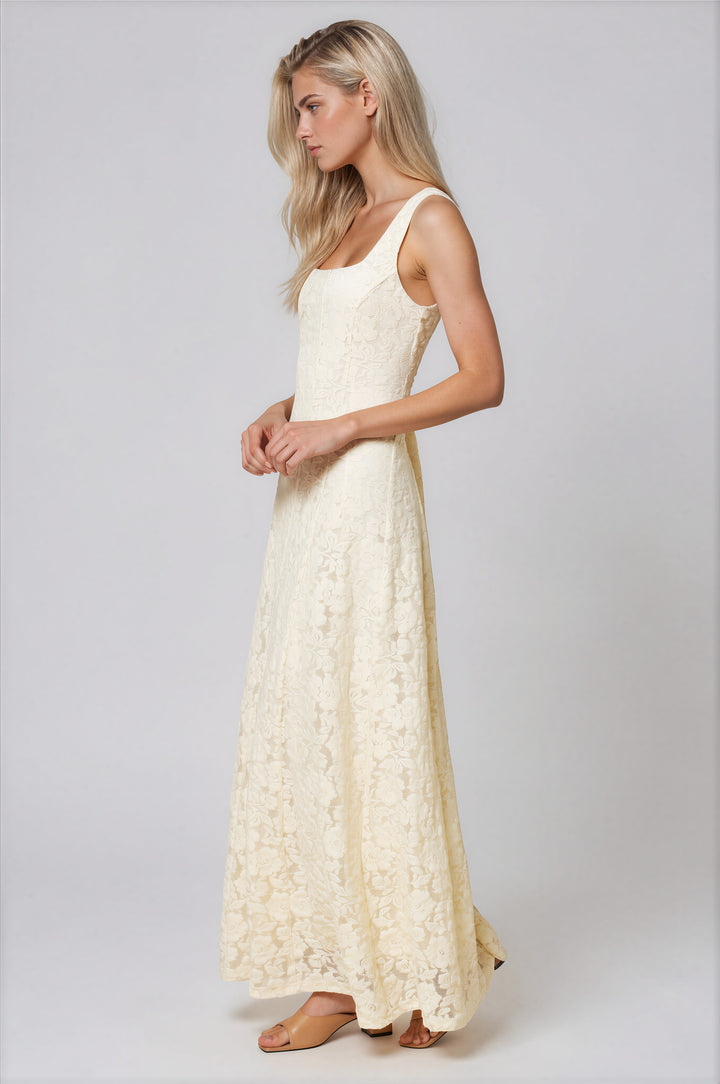 petunia maxi dress Lenna Smocked Curve PINK-MUL / 3X by Sugarlips this cotton dress blooms with lavish flowers from top to hem Ivory Floral Lace Maxi Dress