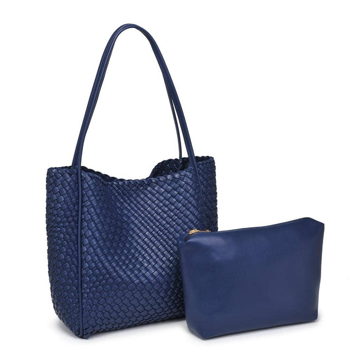 Gladys Woven Tote: Navy