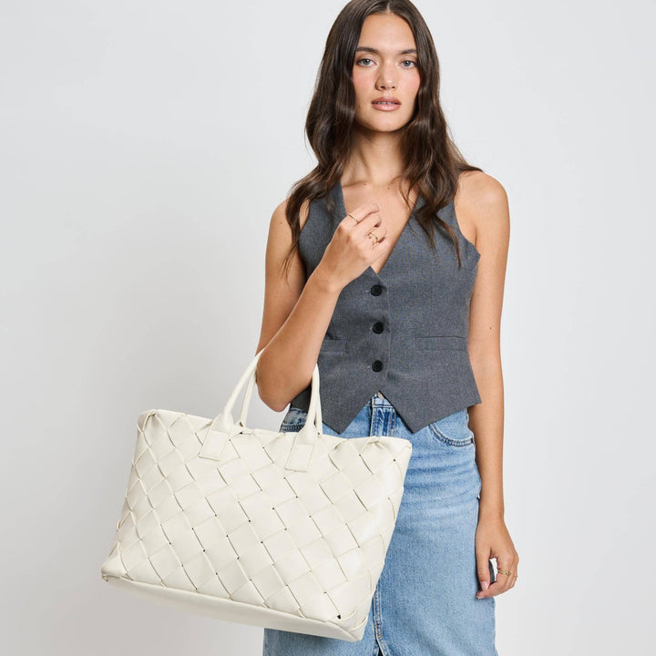 Adeline Woven Tote: Oatmilk