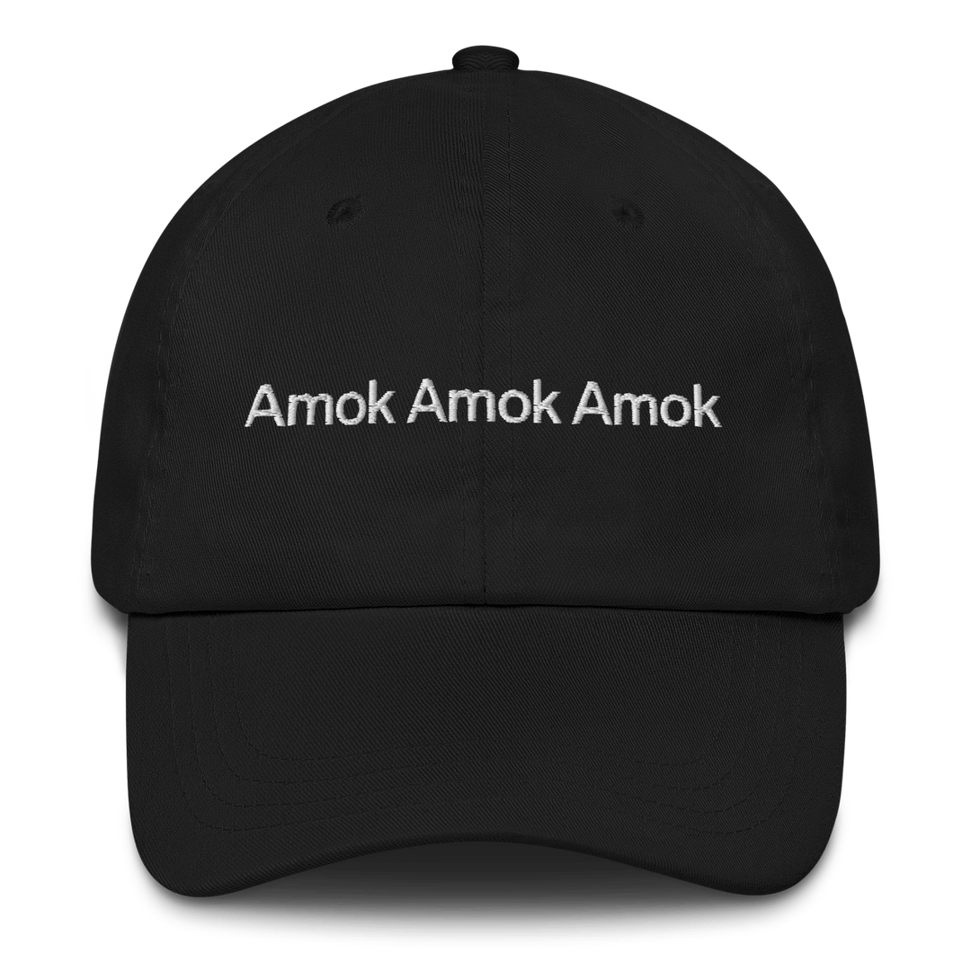 Black Amok Amok Amok Hocus Pocus embroidered cotton twill dad hat with adjustable metal clasp strap