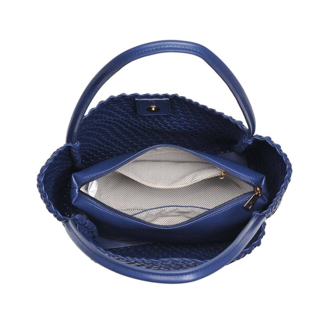 Gladys Woven Tote: Navy