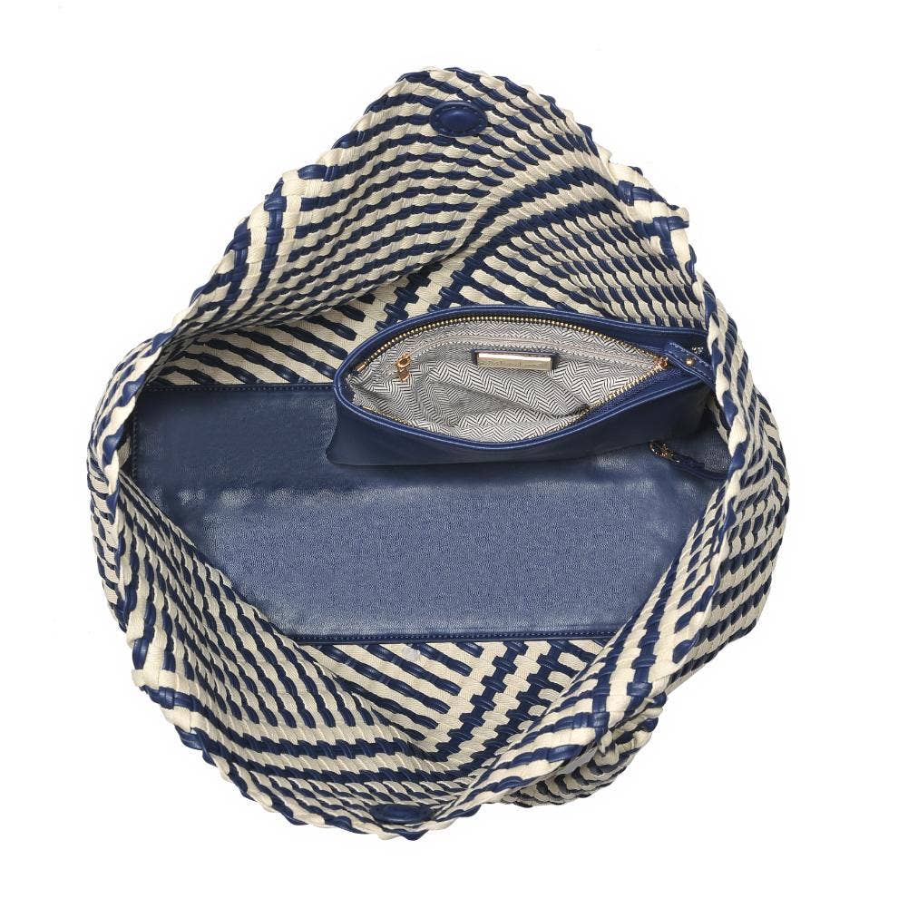Solana Woven Tote: Navy Ivory