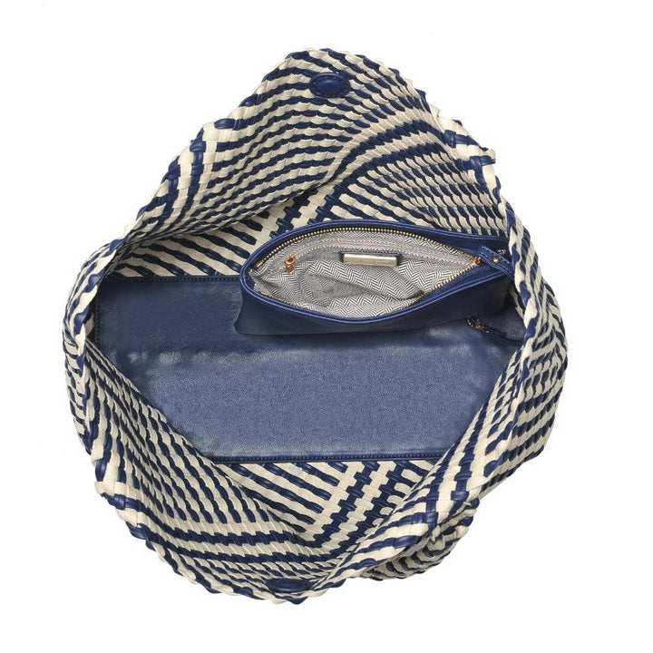 Solana Woven Tote: Navy Ivory