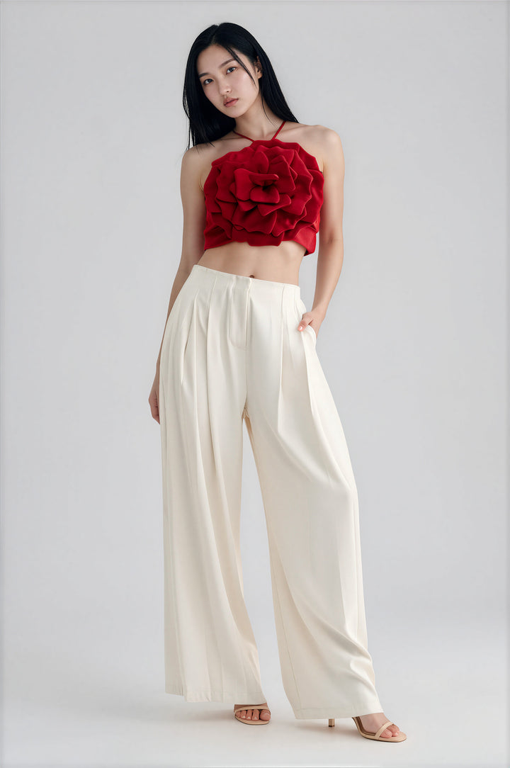 off white wide leg trousers for office