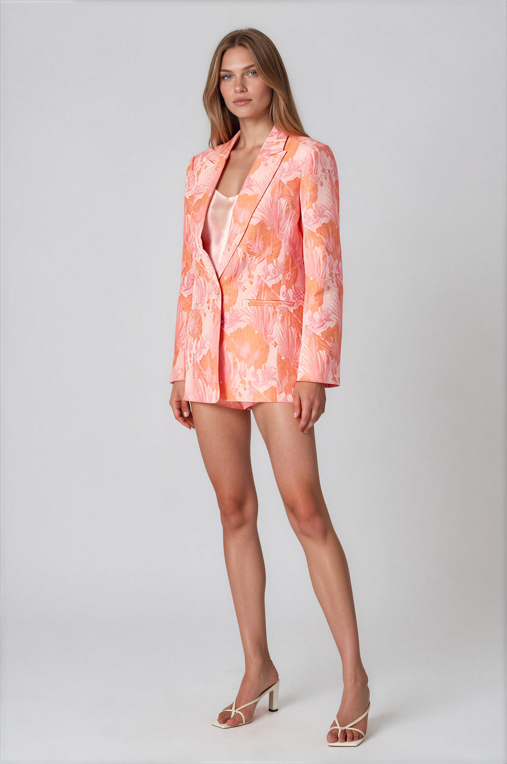 pink and orange floral blazer summer work attire