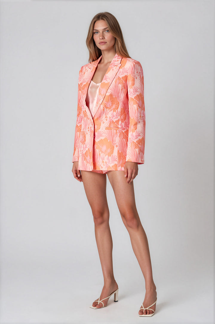 pink and orange floral blazer summer work attire