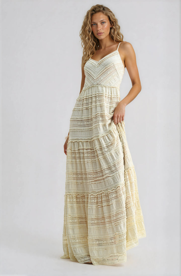 ivory tiered maxi dress 