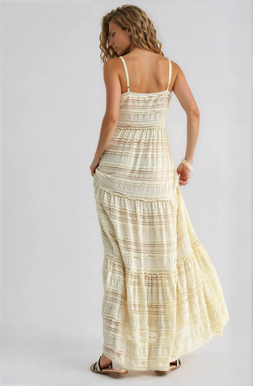 ivory tiered maxi dress 