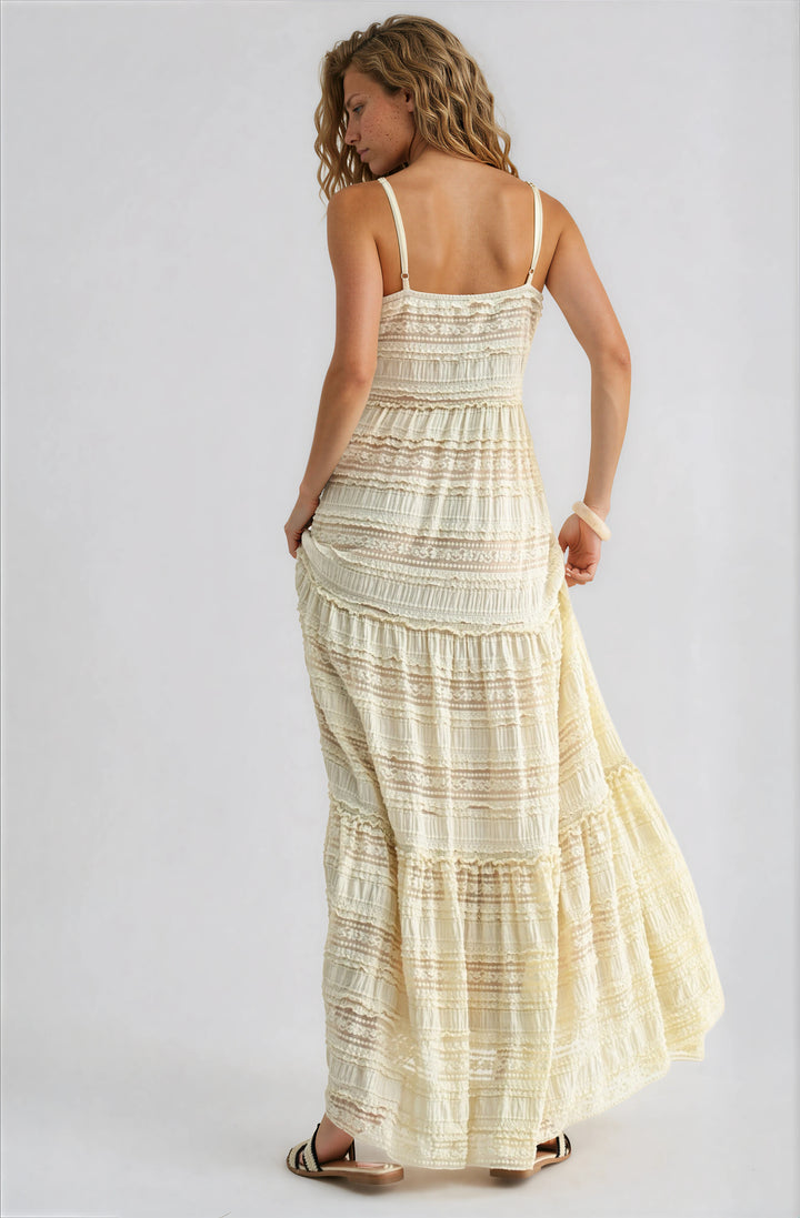 ivory tiered maxi dress 