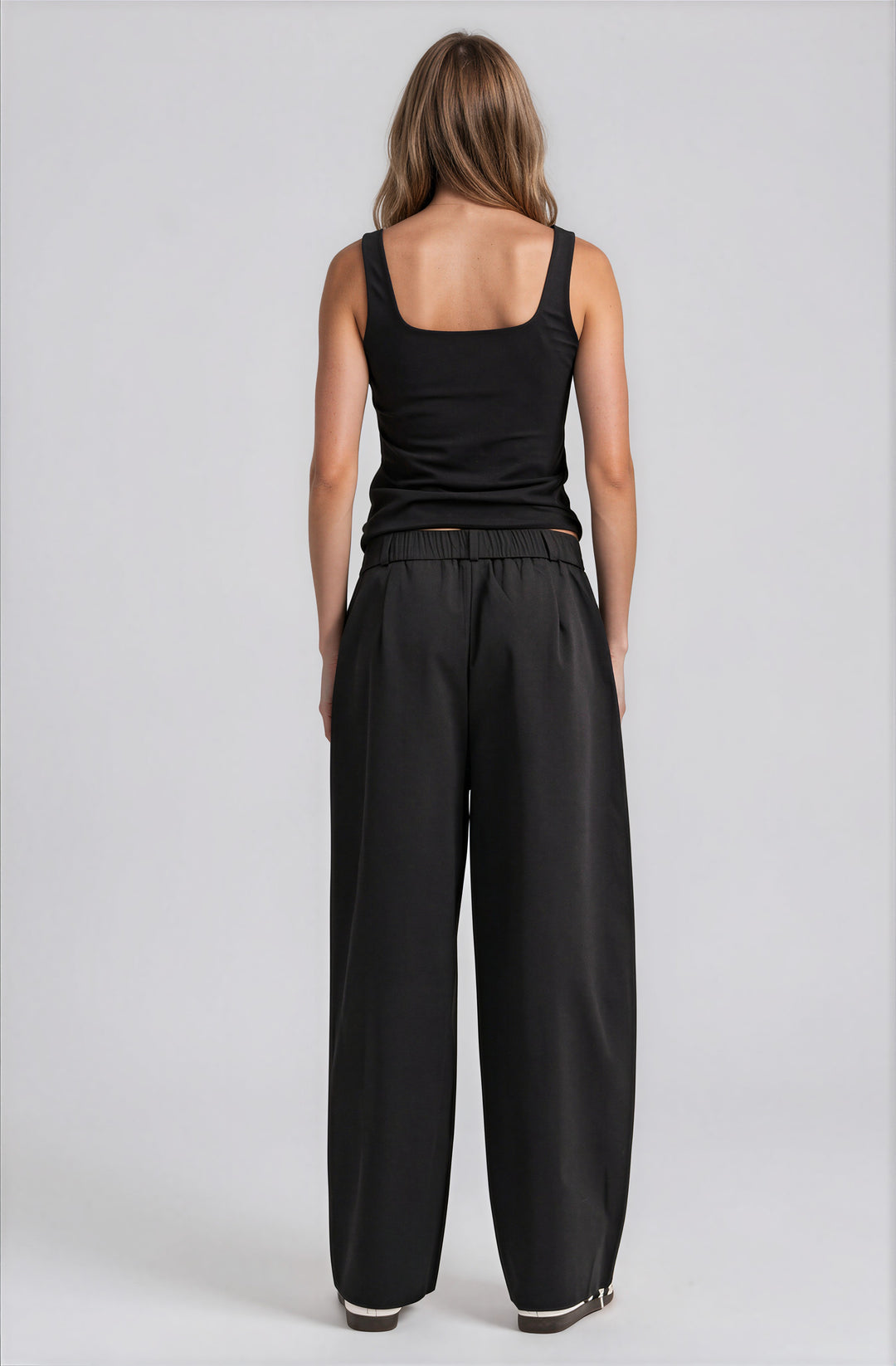 casual black wide leg pants