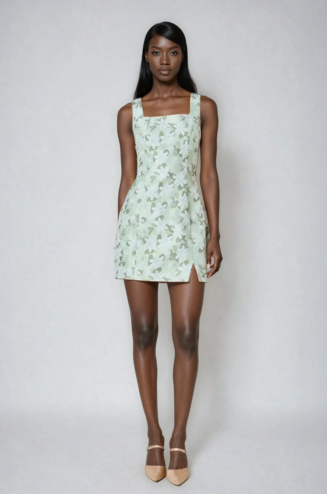 Sage Green Floral Mini Dress Sage Green Floral Mini Dress