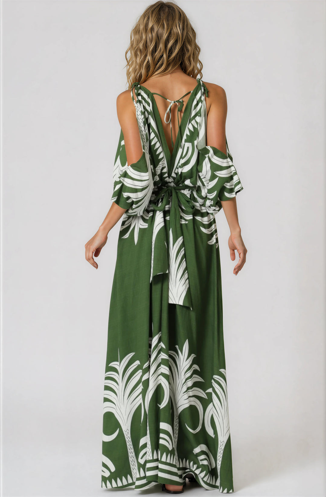green and white maxi dress for summer back