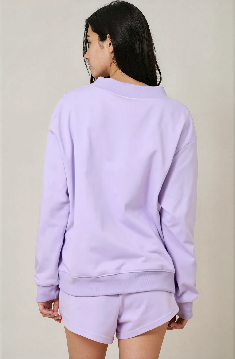 light purple long sleeved top and shorts set