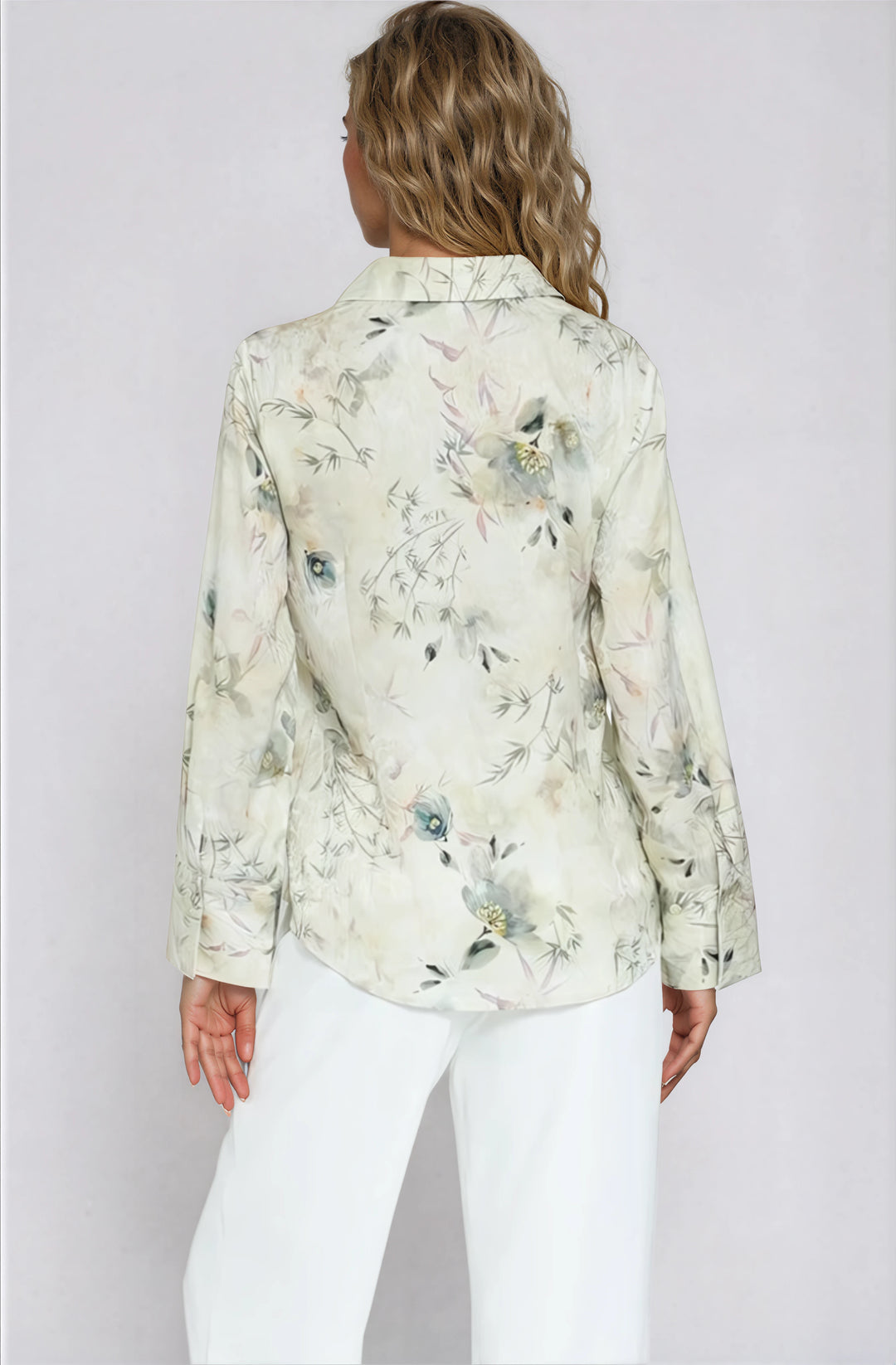 Light green floral button down blouse