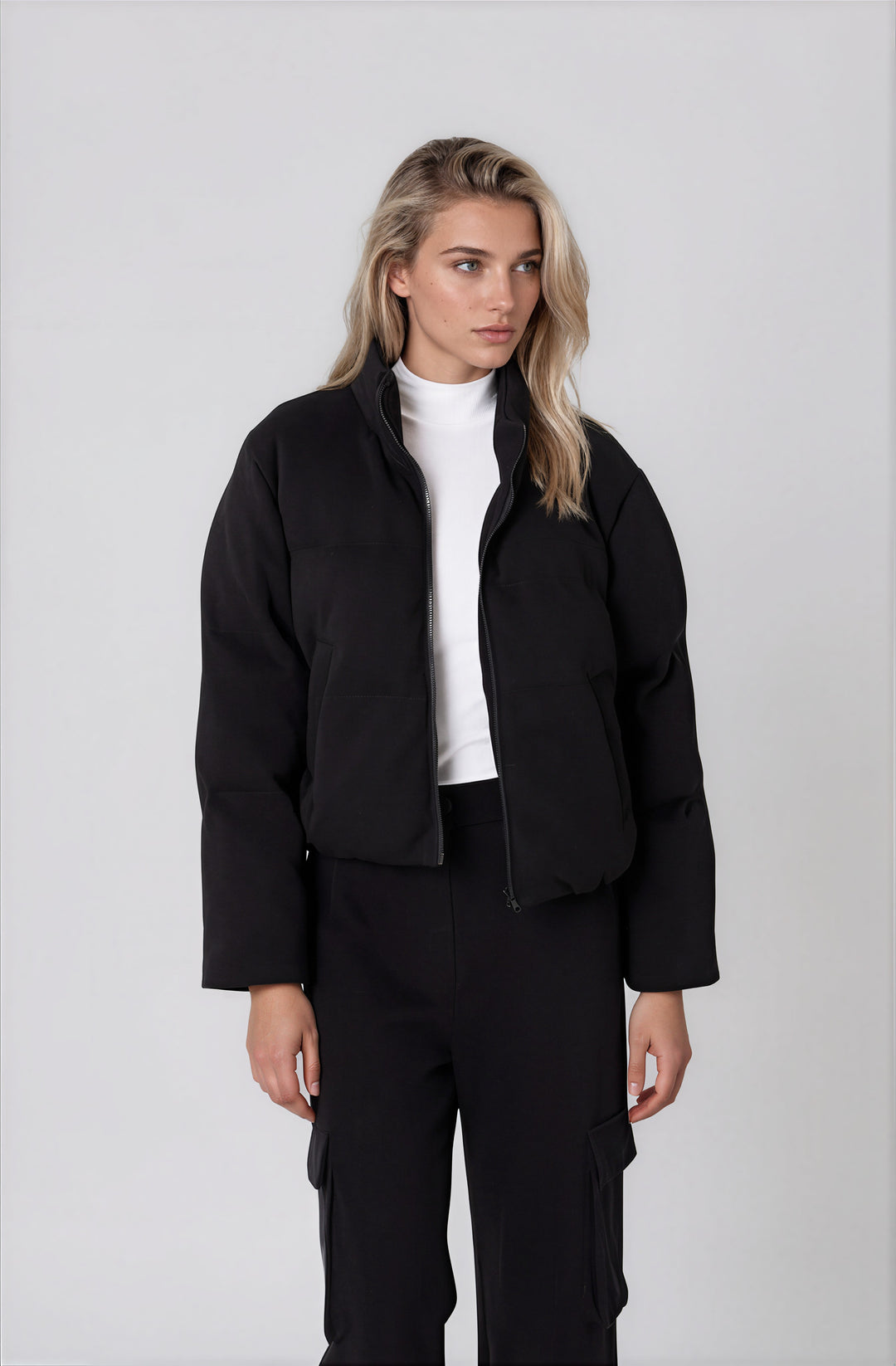 black puffer coat for winter