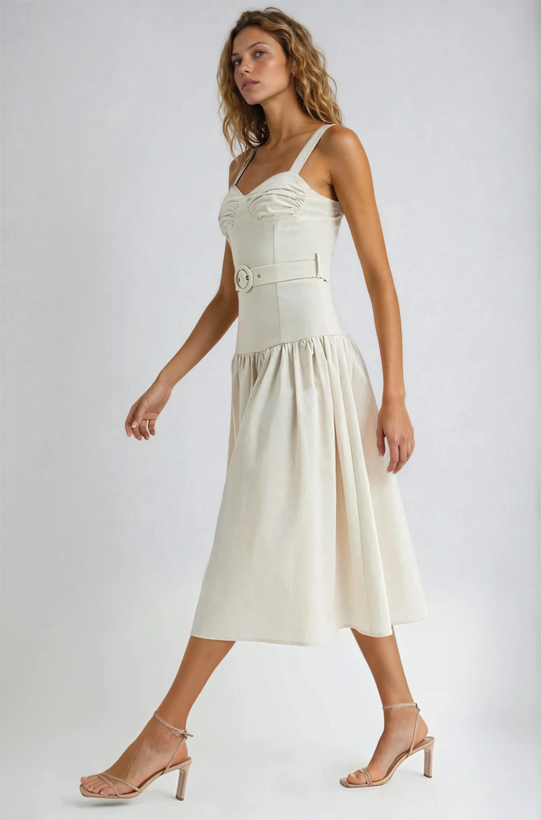 belt bodice midi dress WeWoreWhat Belt Bodice Midi Dress in Black & Antique White