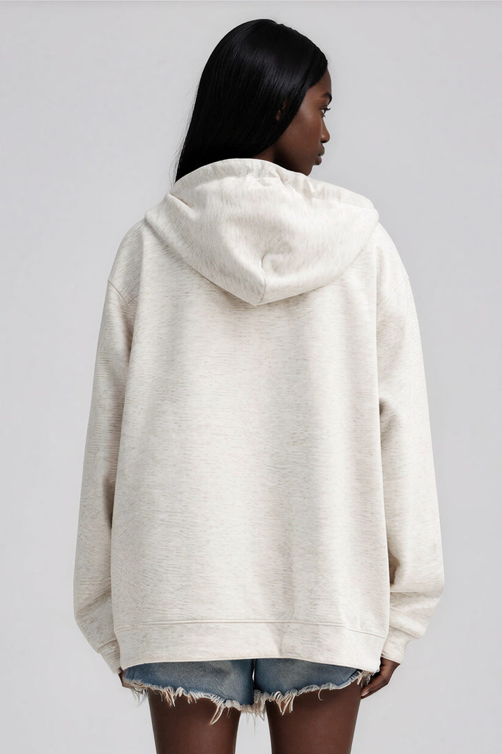 light gray oversized USA zip up hoodie back view