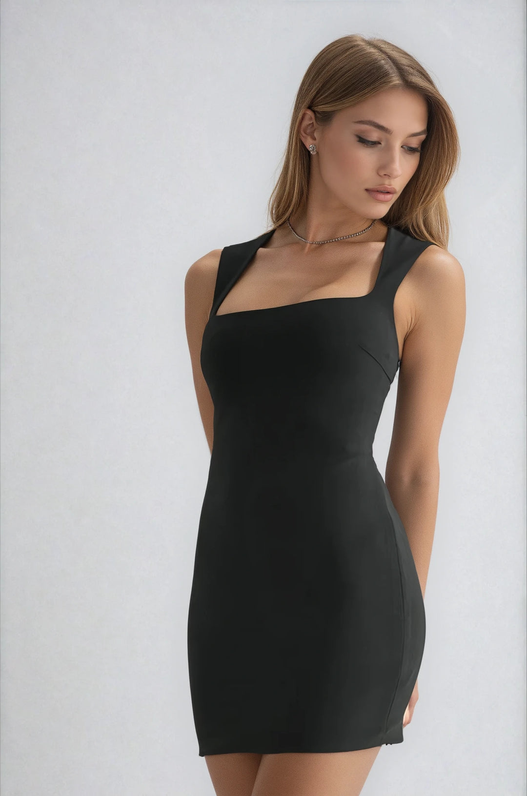Black Square Neck Bodycon Mini Dress – The Salient Collection