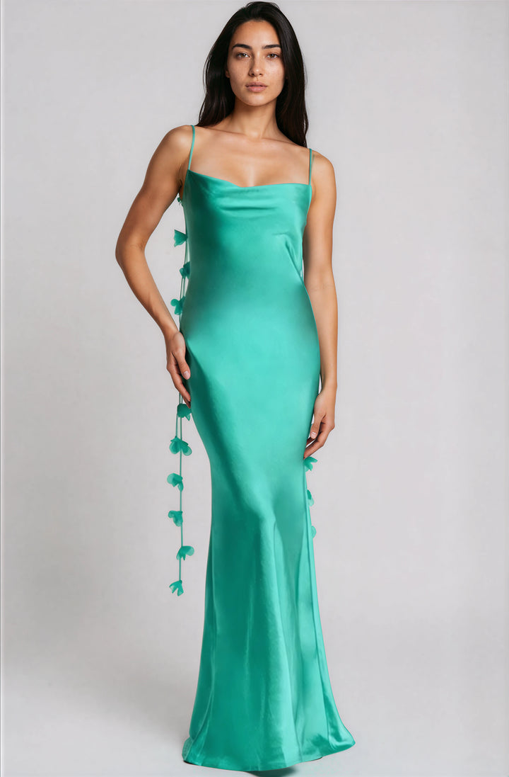Violet Flower Strap Gown