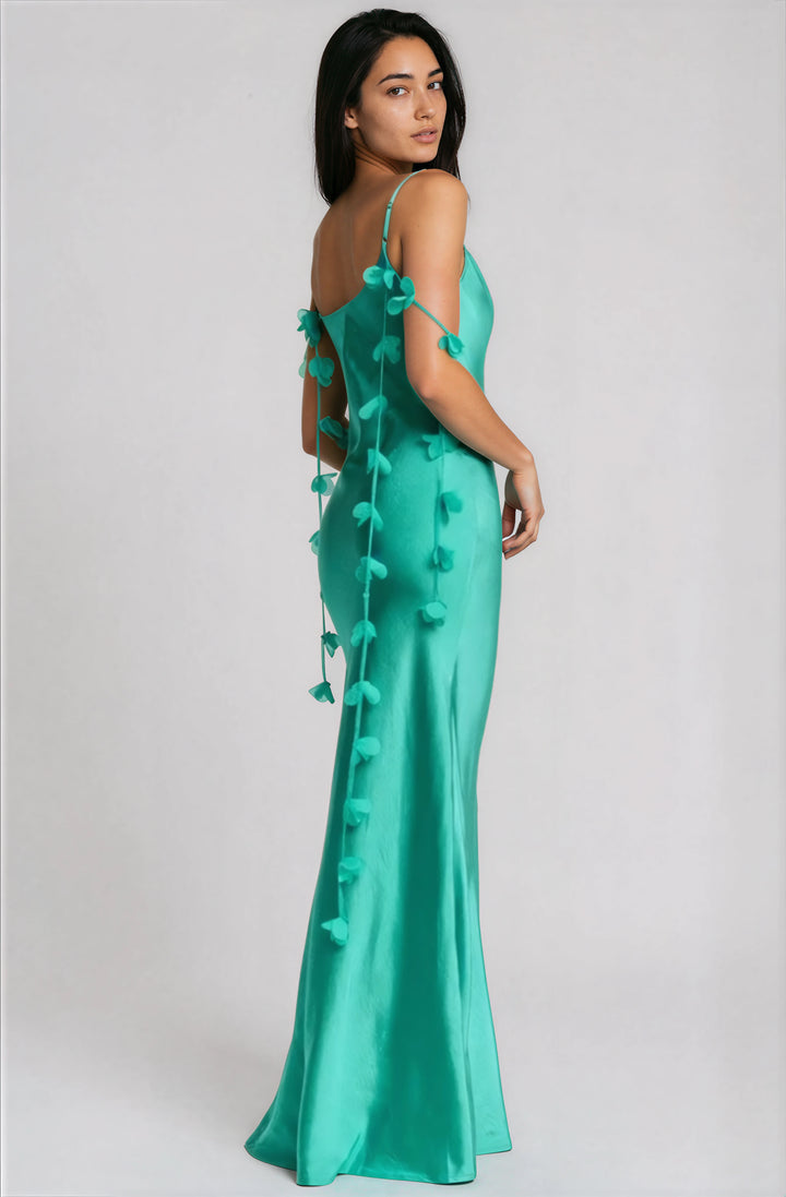 Violet Flower Strap Gown