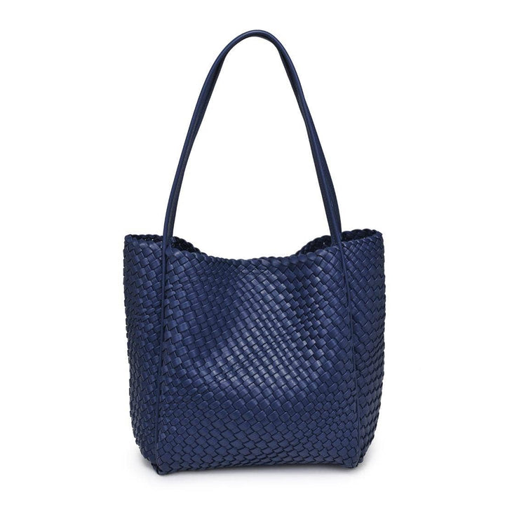Gladys Woven Tote: Navy