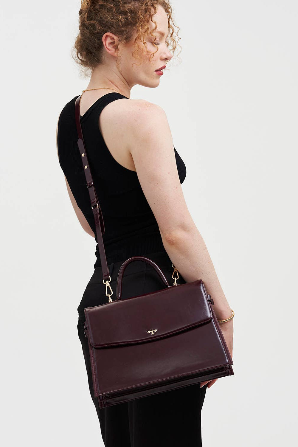 Ruby Burgundy Structured Medium Tote