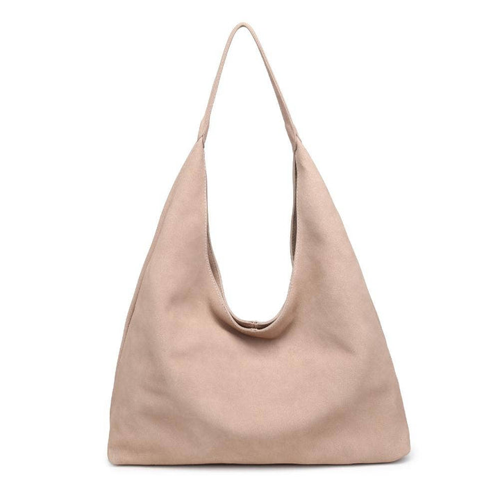 Amber Genuine Suede Leather Hobo: Natural
