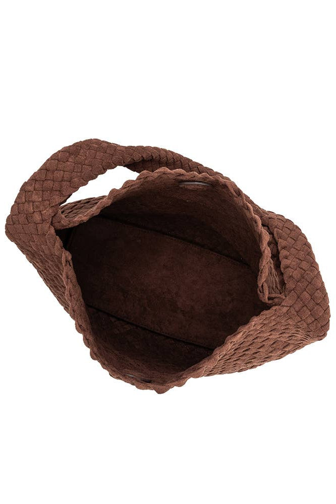 Tobacco recycled vegan suede shoulder bag, additional view