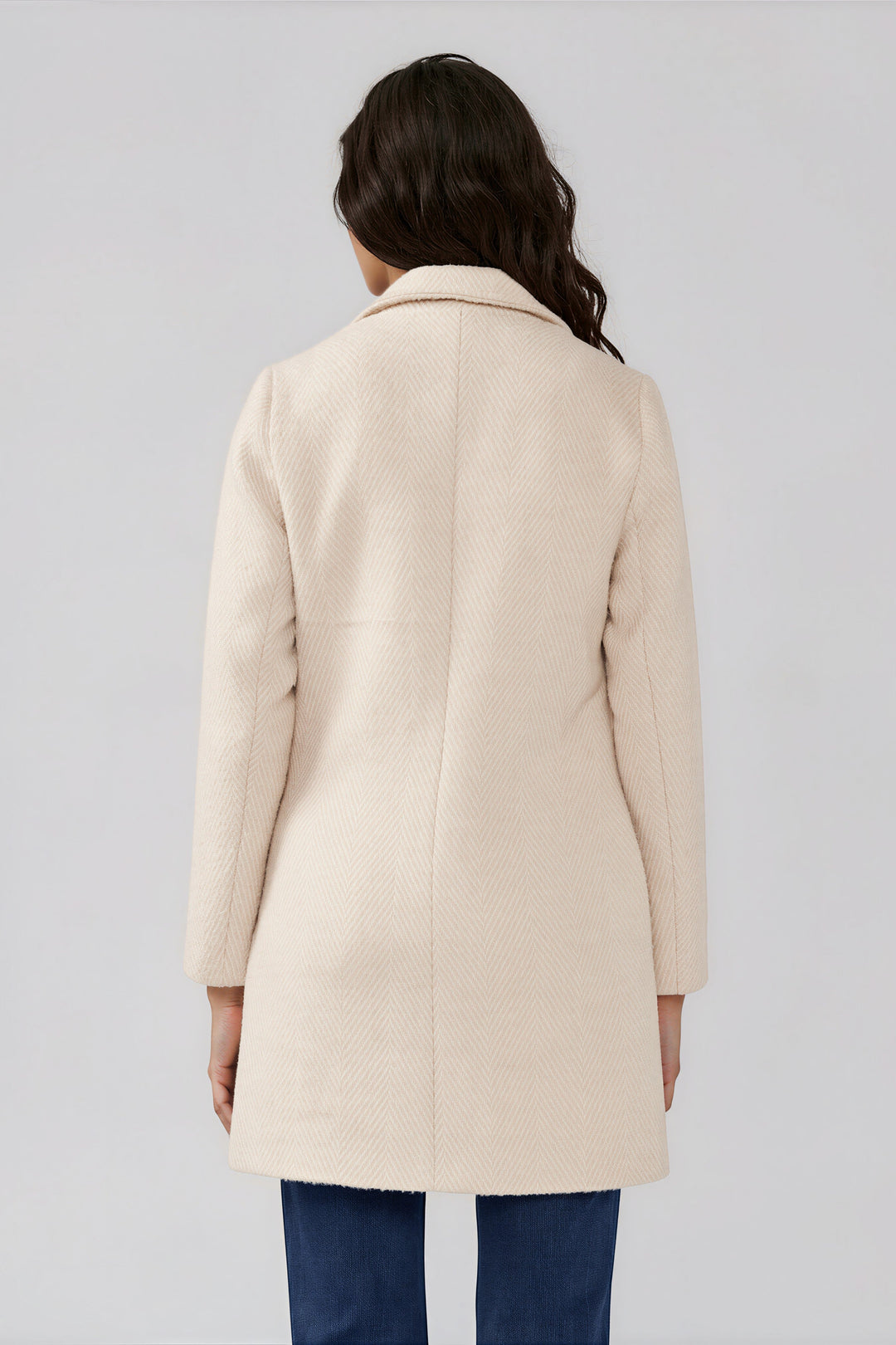 Cream chevron coat, detail