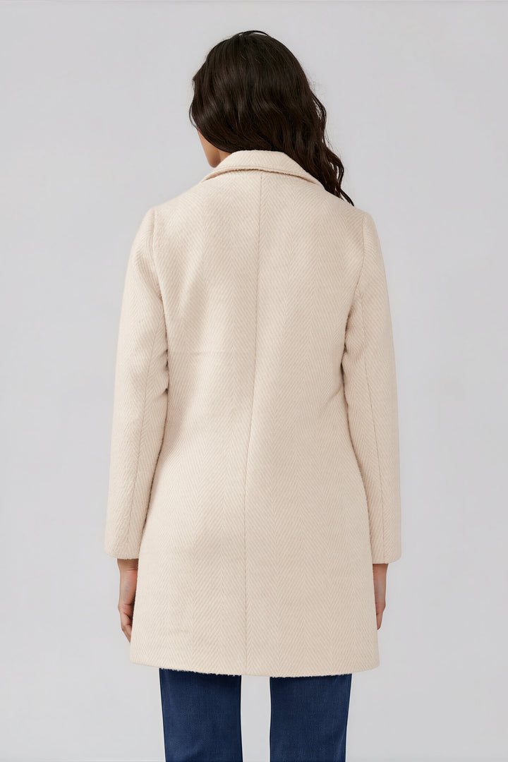 Cream chevron coat, detail