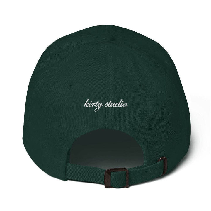 Green cap with 'extra dirty extra olives' text on a white background
