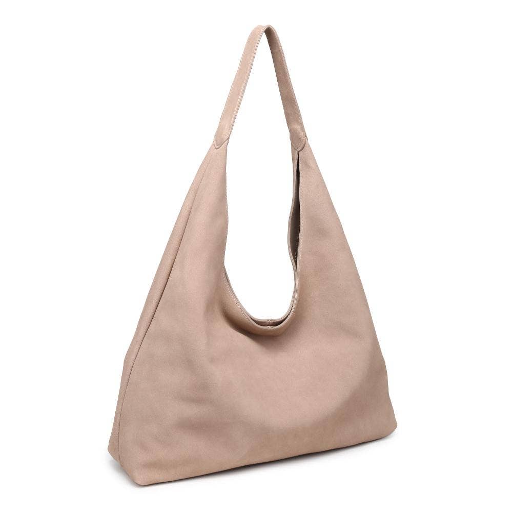 Amber Genuine Suede Leather Hobo: Natural