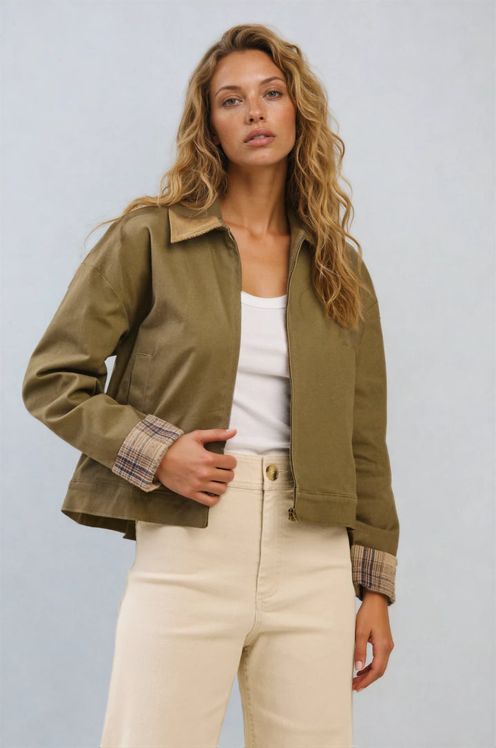 Front view gray graphic sweatshirt on model