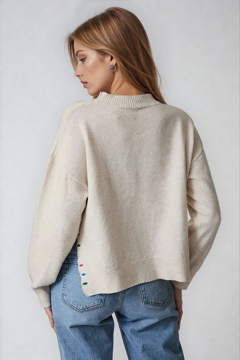 peace and joy sweater cream knit back view